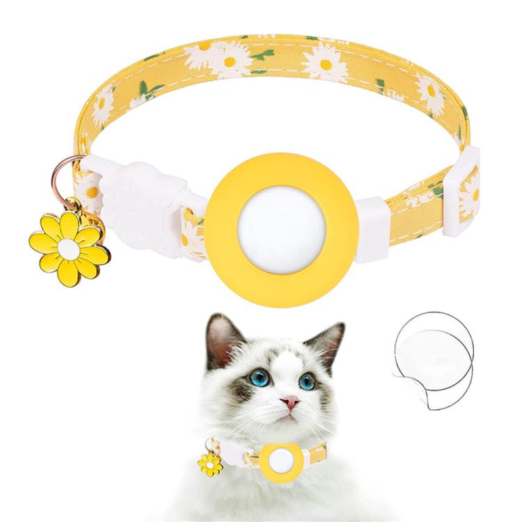 Para AirTag 2ª Geração / AirTag 1ª Geração Capa de Silicone para Rastreadores Pequena Margarida Coleira para Animais com Sino e Filme Frontal e Traseiro
