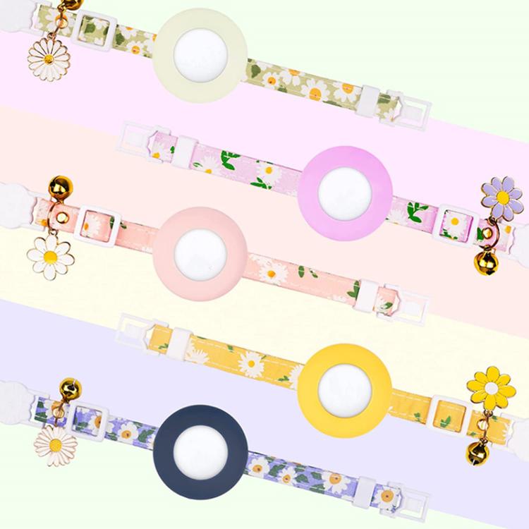 Para AirTag 2ª Geração / AirTag 1ª Geração Capa de Silicone para Rastreadores Pequena Margarida Coleira para Animais com Sino e Filme Frontal e Traseiro