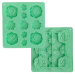 Molde de Silicone para Bolachas de Chocolate com 11 Cavidades em Forma de Suculenta, Molde para Fondant e Bolo, Forma de Suculenta