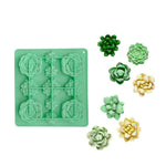 Molde de Silicone para Bolachas de Chocolate com 11 Cavidades em Forma de Suculenta, Molde para Fondant e Bolo, Forma de Suculenta