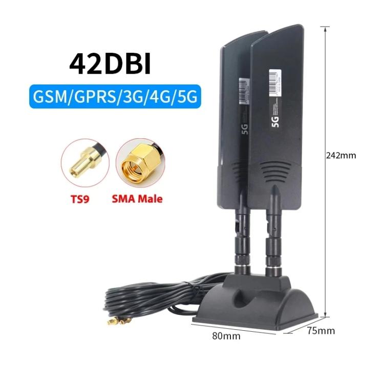 Antena Externa para Router 5G 42dbi Cobertura WiFi de Longo Alcance para Exterior, SMA Macho Preto, TS9 Preto, SMA Macho Branco, TS9 Branco