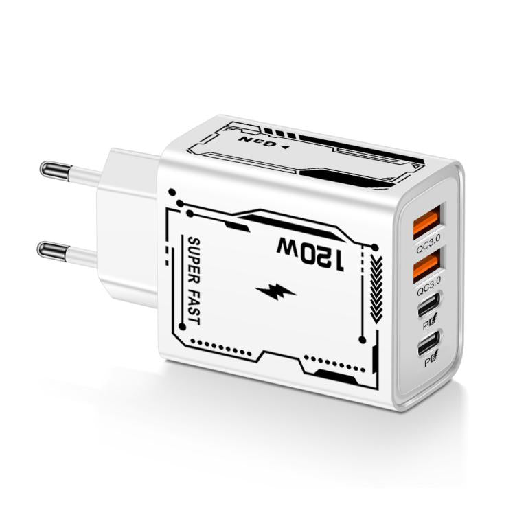 Carregador Multiporta para Telemóvel com 2 USB + 2 PD Type-C 2A