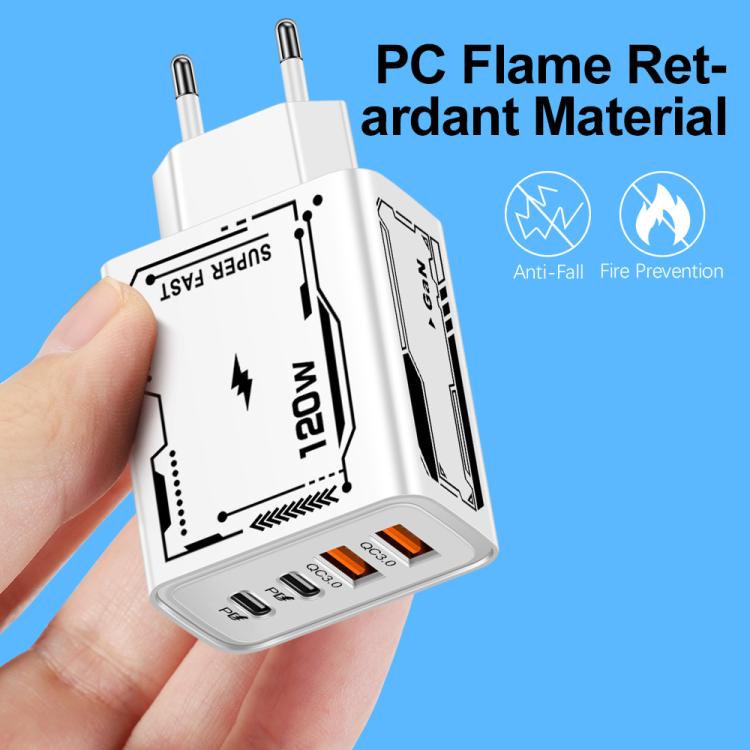 Carregador Multiporta para Telemóvel com 2 USB + 2 PD Type-C 2A