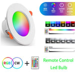 Lâmpada de Teto Redonda RGB+Luz Branca Embutida com Dimmer e Controlo Remoto, Controlo Remoto IR 10W 220V, Controlo Remoto IR 10W 85-265V, Controlo Remoto IR 15W 220V, Controlo Remoto IR 15W 85-265V
