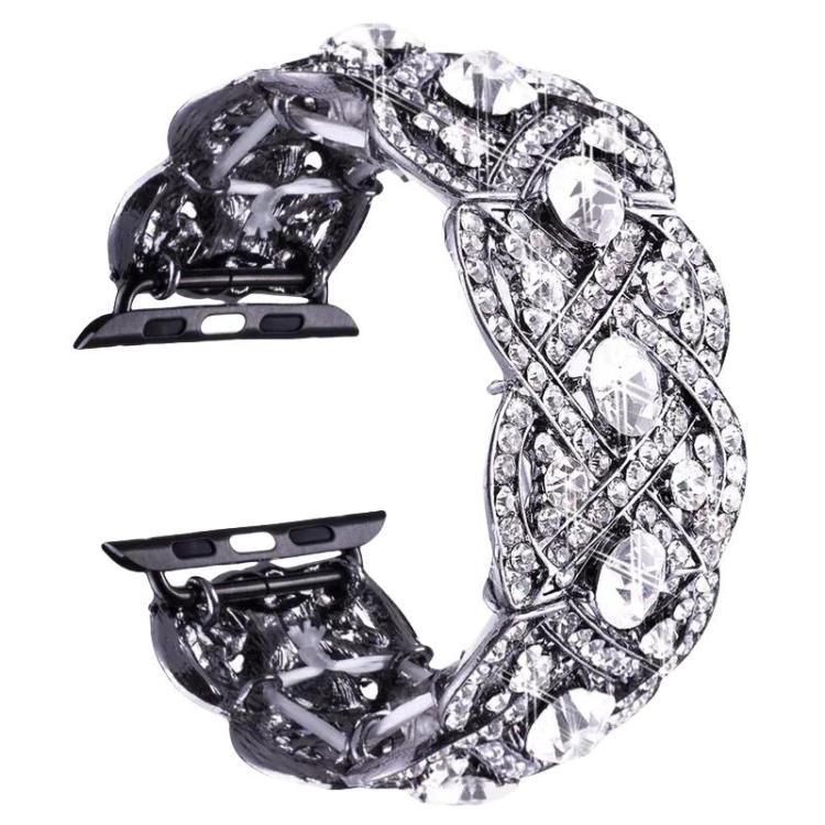 Petaled Metal Diamond Wristband Strap For Apple Watch Series 9 / 8 / 7 / 6 / SE / 5 / 4 / 3, 1215 Silver, 1202 Silver, 1215 Black, 1202 Black, 1215 Rose Gold, 1202 Rose Gold, 1202 Rose Gold Red, 1215 Gold