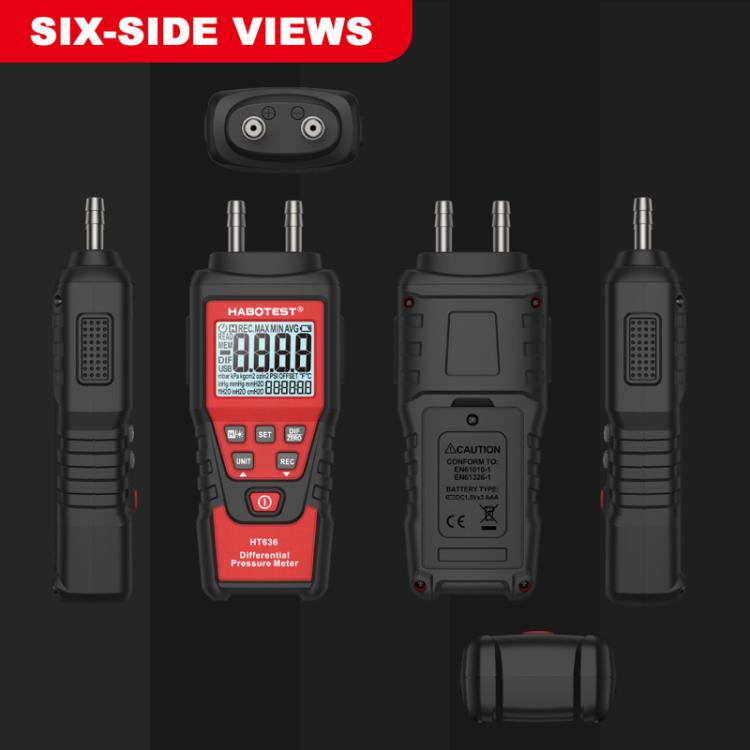 Manómetro digital de alta precisão para pressão diferencial HABOTEST HT636, microtestador de pressão, HT636