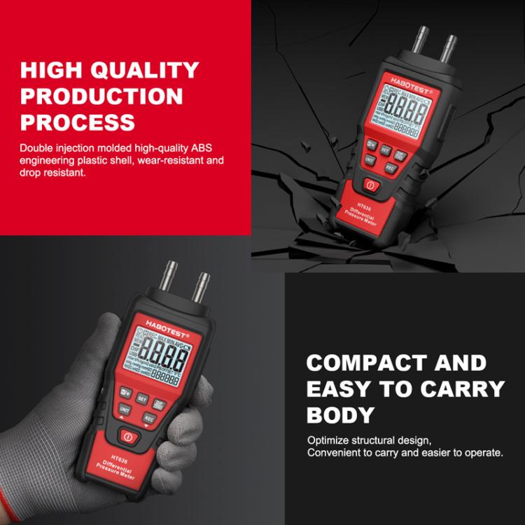 Manómetro digital de alta precisão para pressão diferencial HABOTEST HT636, microtestador de pressão, HT636