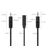 Cabo Mono 2 Pinos AUX Cabo de Cabeça Única para Altifalante Cabo de Alimentação de Áudio, Comprimento: 25cm, Macho 2.5mm, Fêmea 2.5mm, Macho 3.5mm, Fêmea 3.5mm