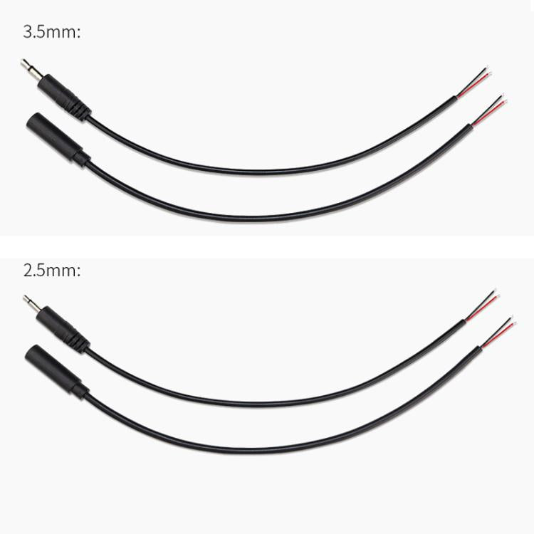 Cabo Mono 2 Pinos AUX Cabo de Cabeça Única para Altifalante Cabo de Alimentação de Áudio, Comprimento: 25cm, Macho 2.5mm, Fêmea 2.5mm, Macho 3.5mm, Fêmea 3.5mm