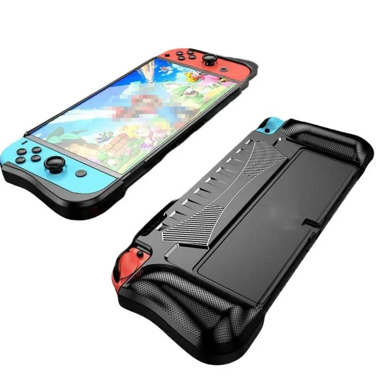 Capa Protetora TPU Integrada Para Consola Switch OLED Com 2 Slots Para Cartões de Jogo