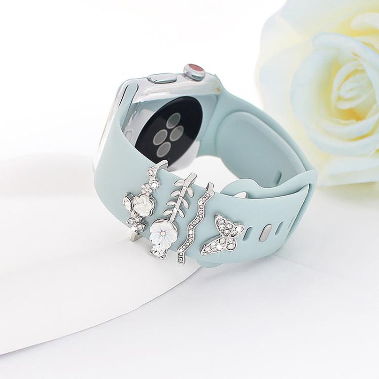 Conjunto de 4 peças de anéis decorativos metálicos para pulseira de silicone de relógio inteligente de 22 mm de largura