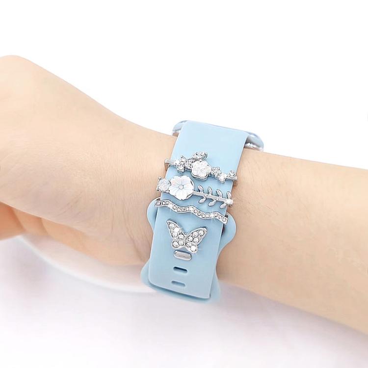 Conjunto de 4 peças de anéis decorativos metálicos para pulseira de silicone de relógio inteligente de 22 mm de largura