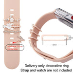 Conjunto de 4 peças de anéis decorativos metálicos para pulseira de silicone de relógio inteligente de 22 mm de largura