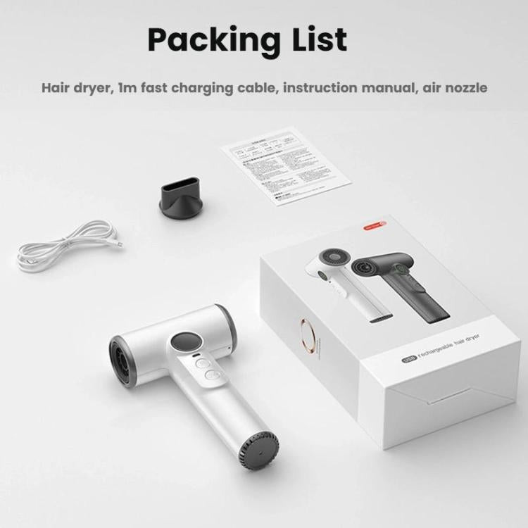 Secador de Cabelo Sem Fios com Motor de Alta Velocidade de 30.000 RPM, 100 Níveis Ajustáveis de Ar Frio/Quente, Bateria de Longa Duração de 15600mAh
