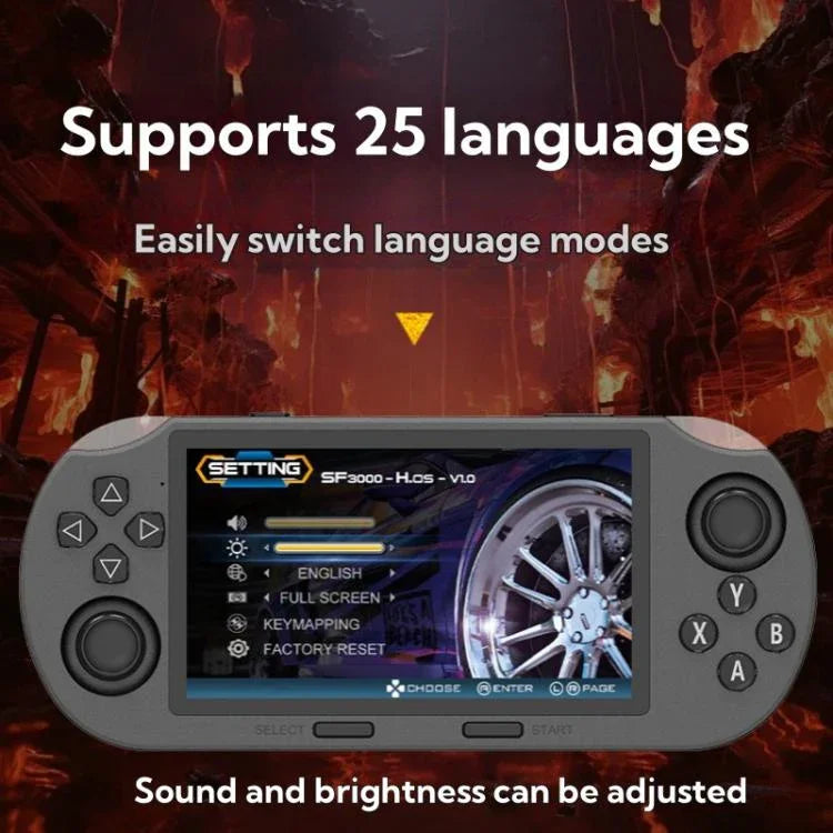 Consola de Jogos Portátil com Ecrã IPS de 4,5 polegadas 64G Com 20000 Jogos Integrados, SF3000, SF3000 com 2 Comandos