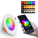 Lâmpada de Teto Inteligente Redonda Embutida Tuya Bluetooth RGBCW com Mudança de Cor e Dimmer, Tuya Bluetooth 10W 85-265V