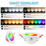 Lâmpada de Teto Inteligente Redonda Embutida Tuya Bluetooth RGBCW com Mudança de Cor e Dimmer, Tuya Bluetooth 10W 85-265V