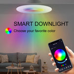 Lâmpada de Teto Inteligente Redonda Embutida Tuya Bluetooth RGBCW com Mudança de Cor e Dimmer, Tuya Bluetooth 10W 85-265V