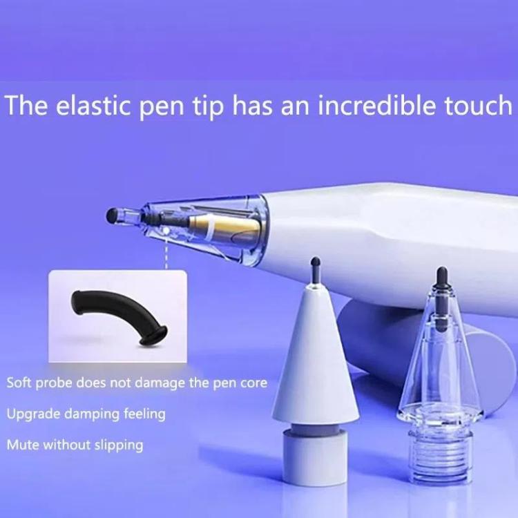 Ponta de substituição elástica macia e silenciosa para Apple Pencil 2 / 1, 4B branca, 4B transparente, 2B branca, 2B transparente, HB branca, HB transparente