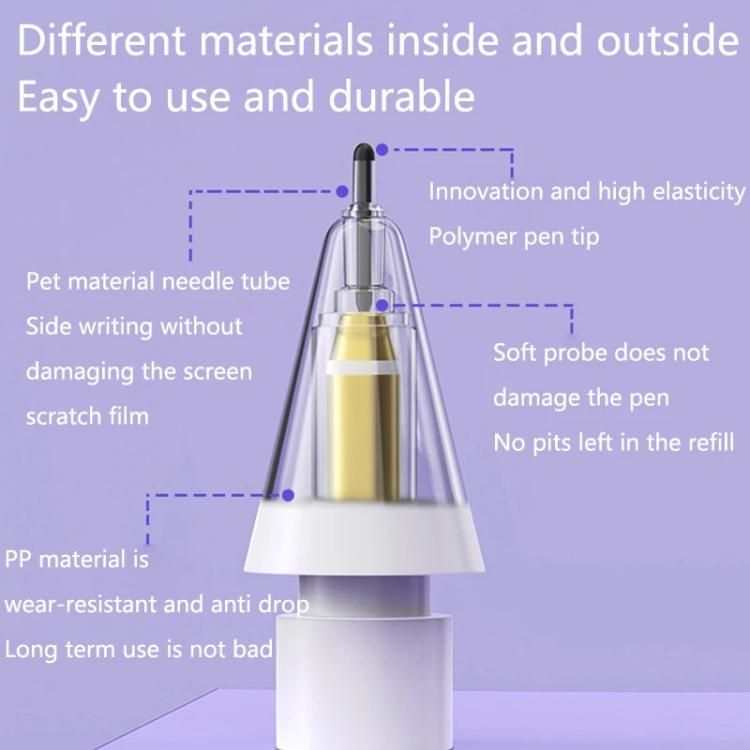 Ponta de substituição elástica macia e silenciosa para Apple Pencil 2 / 1, 4B branca, 4B transparente, 2B branca, 2B transparente, HB branca, HB transparente