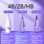Ponta de substituição elástica macia e silenciosa para Apple Pencil 2 / 1, 4B branca, 4B transparente, 2B branca, 2B transparente, HB branca, HB transparente