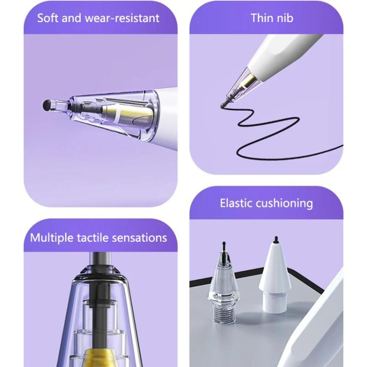 Ponta de substituição elástica macia e silenciosa para Apple Pencil 2 / 1, 4B branca, 4B transparente, 2B branca, 2B transparente, HB branca, HB transparente
