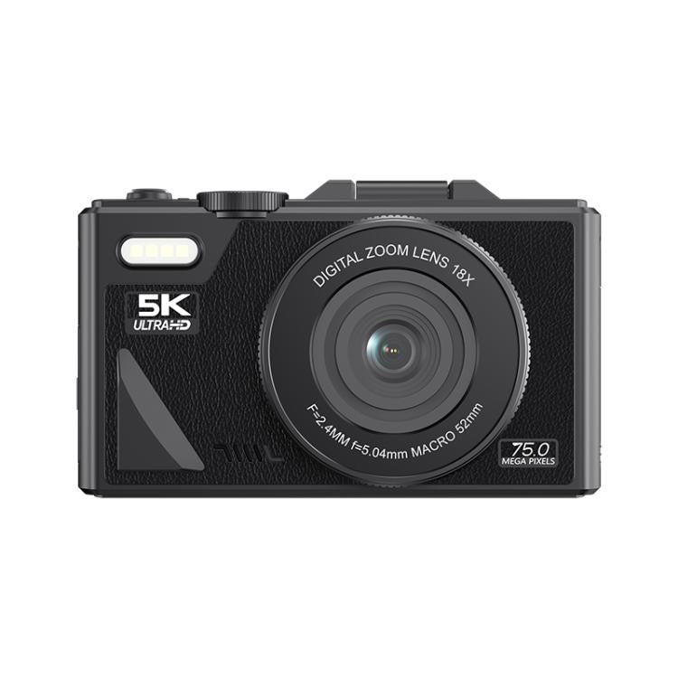 Câmara Digital HD W1 5K 75MP Zoom Digital 18X WiFi Gravador de Vídeo com Ecrã Flip, W1 Branco, W1 Preto