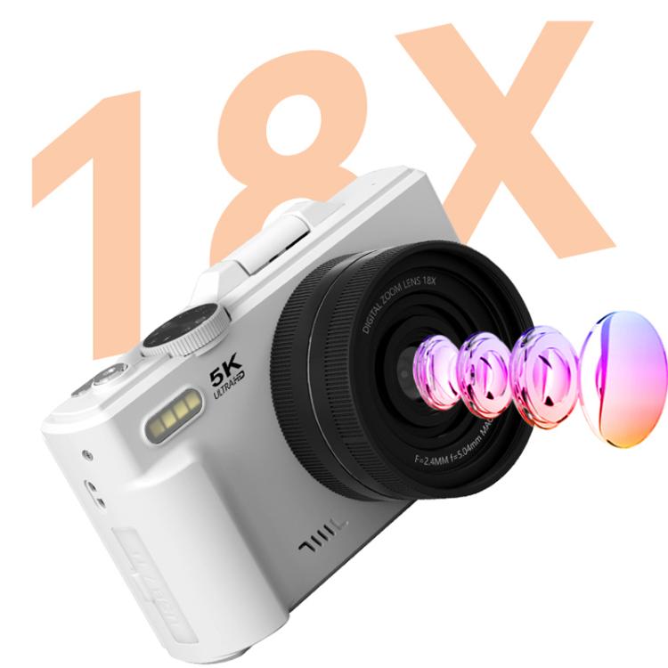 Câmara Digital HD W1 5K 75MP Zoom Digital 18X WiFi Gravador de Vídeo com Ecrã Flip, W1 Branco, W1 Preto