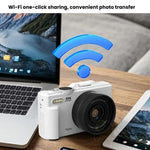 Câmara Digital HD W1 5K 75MP Zoom Digital 18X WiFi Gravador de Vídeo com Ecrã Flip, W1 Branco, W1 Preto