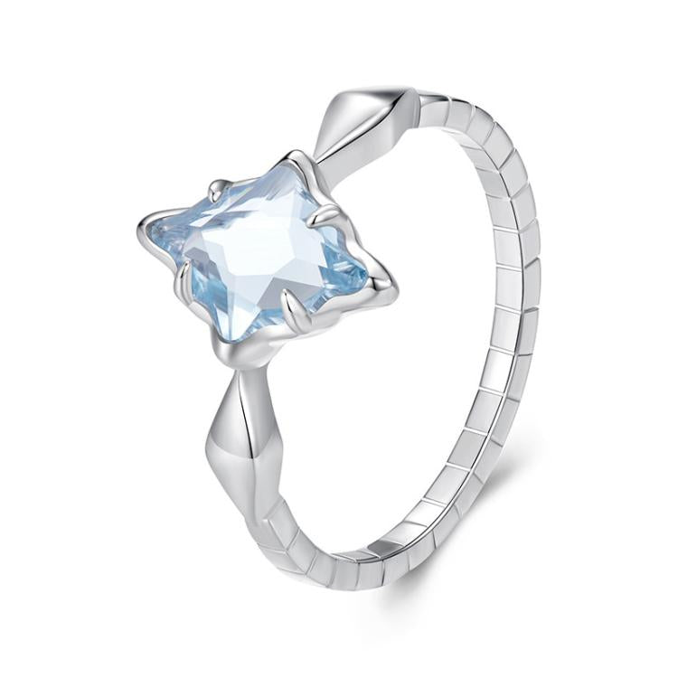 S925 Sterling Silver Platinum Starburst Diamond Ring, No.6, No.7, No.8