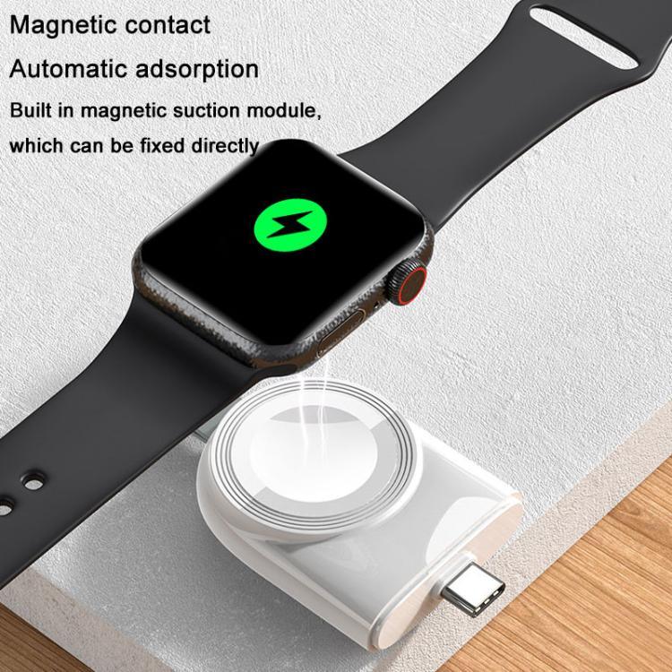 Carregador Sem Fios Magnético Portátil Tipo-C para Apple Watch 1/2/3/4/5/6/7/8/9/10/SE Carregador Inteligente Sem Fios