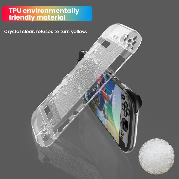 Capa Transparente Dividida TPU+PC para Nintendo Switch 2, Capa Dividida Diamante TPU+PC Amortecedora