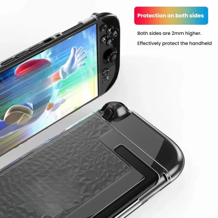 Capa Transparente Dividida TPU+PC para Nintendo Switch 2, Capa Dividida Diamante TPU+PC Amortecedora