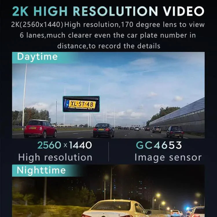 Anytek T2 PRO Gravador Oculto para Carro com Visão Noturna HD 2K de 3.0 Polegadas, Gravação Dupla Frontal e Traseira, T2 PRO