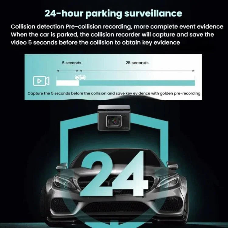 Anytek T2 PRO Gravador Oculto para Carro com Visão Noturna HD 2K de 3.0 Polegadas, Gravação Dupla Frontal e Traseira, T2 PRO