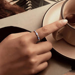 S925 Sterling Silver Platinum-Plated Zircon Nano Opal Ring, 6, 7, 8