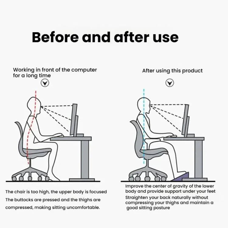 Descanso de Pés Ajustável para Debaixo da Secretária para Ergonomia no Escritório, Banco para Pés com Design Anti-Cruzar Pernas, Tubo Metálico Preto, Tubo Metálico Cinzento