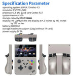 Consola de Jogos Portátil R43 Pro com Ecrã 4.3 polegadas 4K HD, Preto Translúcido 64G, Cinzento 64G, Preto Translúcido 128G, Cinzento 128G