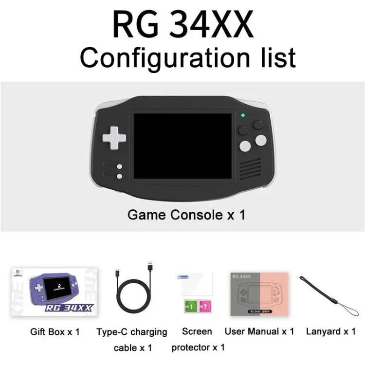 ANBERNIC RG 34XX Consola de Jogos Portátil Clássica Retro Sem Fios WIFI Jogador de Vídeo, Standard 32G-Sem Jogo, Standard + 64G, Standard + 128G, Standard + 256G