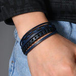 Pulseira de Couro Trançado Minimalista e Estilosa Feita à Mão para Homens com Fecho Magnético