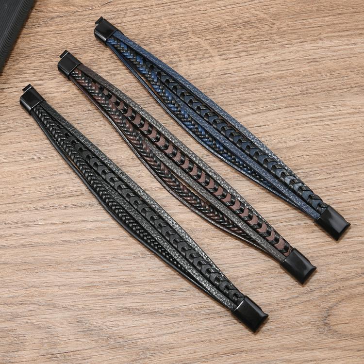 Pulseira de Couro Trançado Minimalista e Estilosa Feita à Mão para Homens com Fecho Magnético