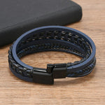Pulseira de Couro Trançado Minimalista e Estilosa Feita à Mão para Homens com Fecho Magnético