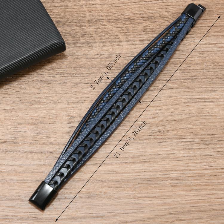 Pulseira de Couro Trançado Minimalista e Estilosa Feita à Mão para Homens com Fecho Magnético