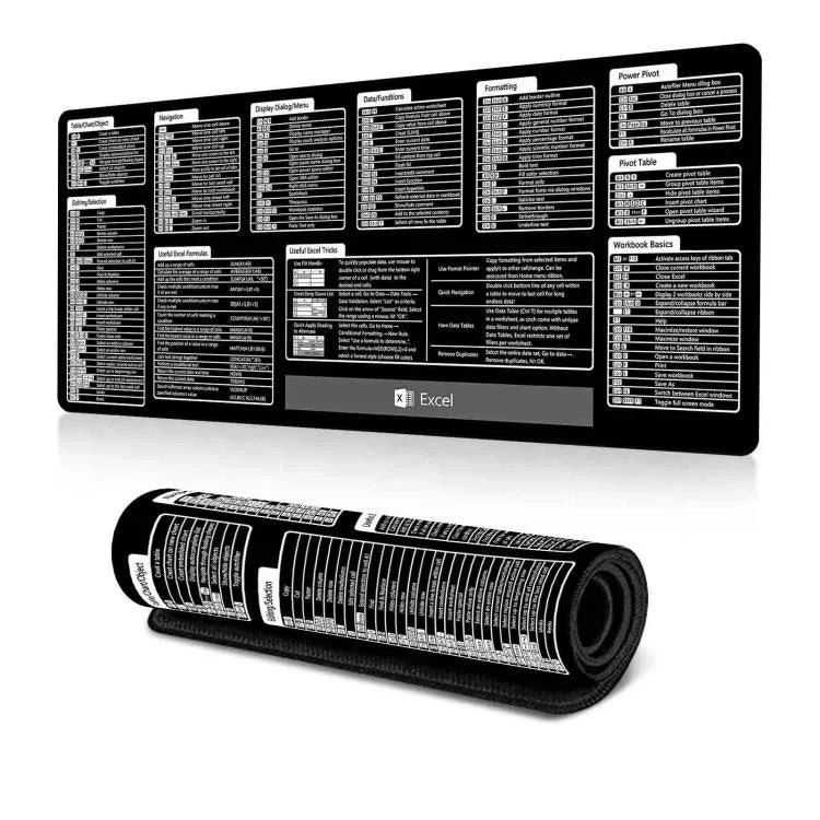 Tapete de Secretária com Atalhos de Teclado, Tapete de Rato Antiderrapante para Escritório com Comandos de Computador, 300x600x2mm, 300x600x3mm, 300x700x2mm, 300x700x3mm, 300x800x2mm, 300x800x3mm, 400x800x2mm, 400x800x3mm, 400x900x2mm