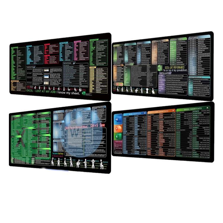 Tapete de Secretária com Atalhos de Teclado, Tapete de Rato Antiderrapante para Escritório com Comandos de Computador, 300x600x2mm, 300x600x3mm, 300x700x2mm, 300x700x3mm, 300x800x2mm, 300x800x3mm, 400x800x2mm, 400x800x3mm, 400x900x2mm