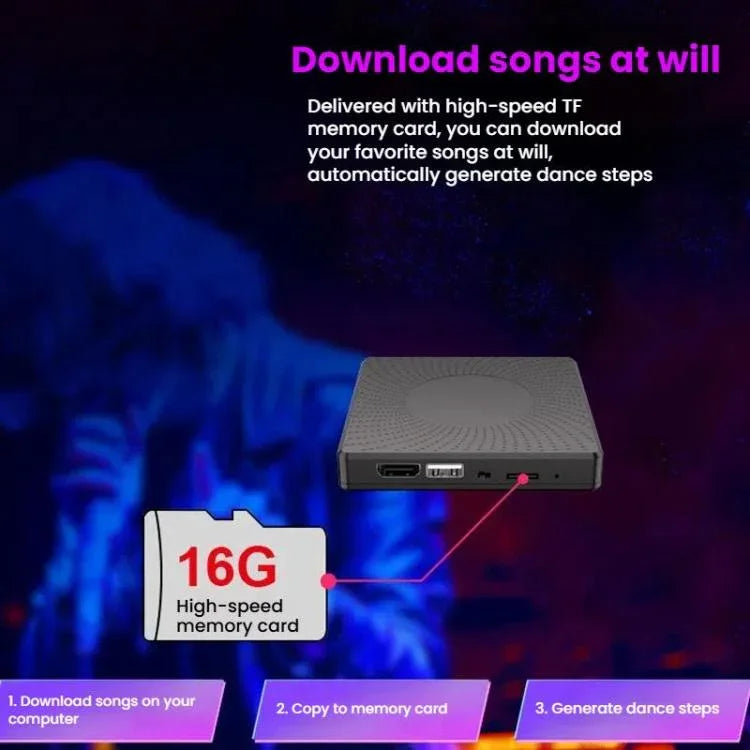 Tapete de Dança Sem Fios para TV com Duplo Jogador e Sensor de Movimento com Porta HDMI e Cartão de Memória de 16GB, 040
