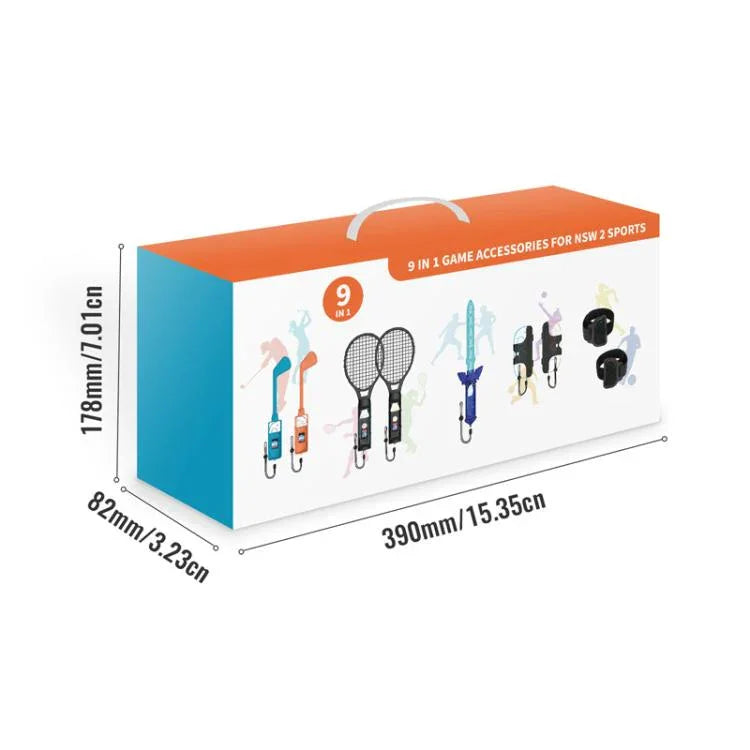 JYS NS2281 Para Nintendo Switch 2 Kit Desportivo 9 Em 1 para Jogos com Acessórios de Pegada Esquerda e Direita