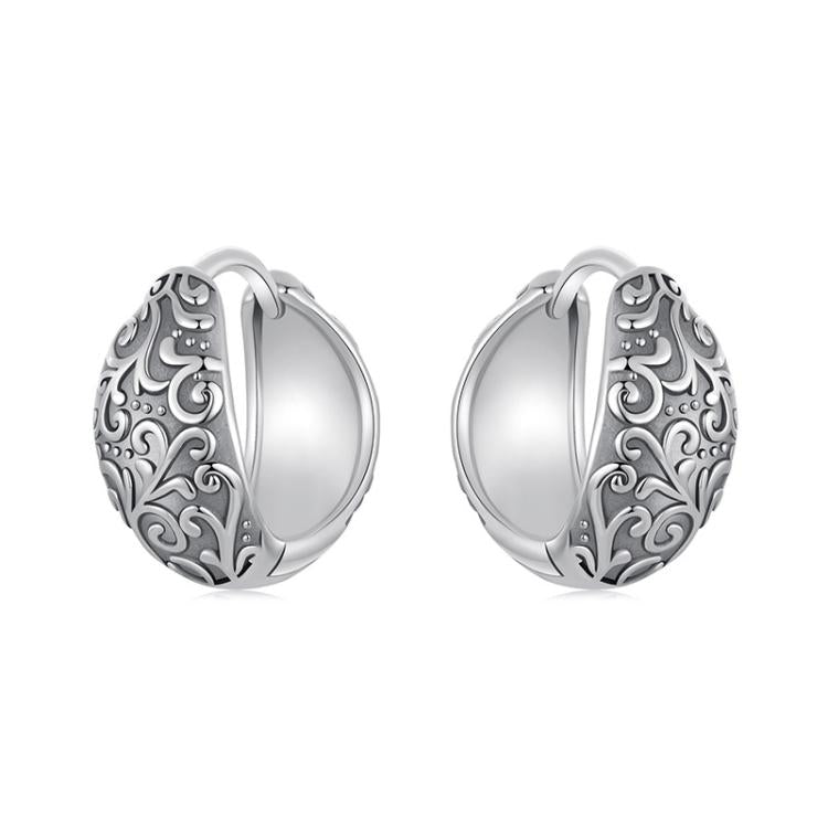 S925 Sterling Silver Oxidized Pattern Earrings