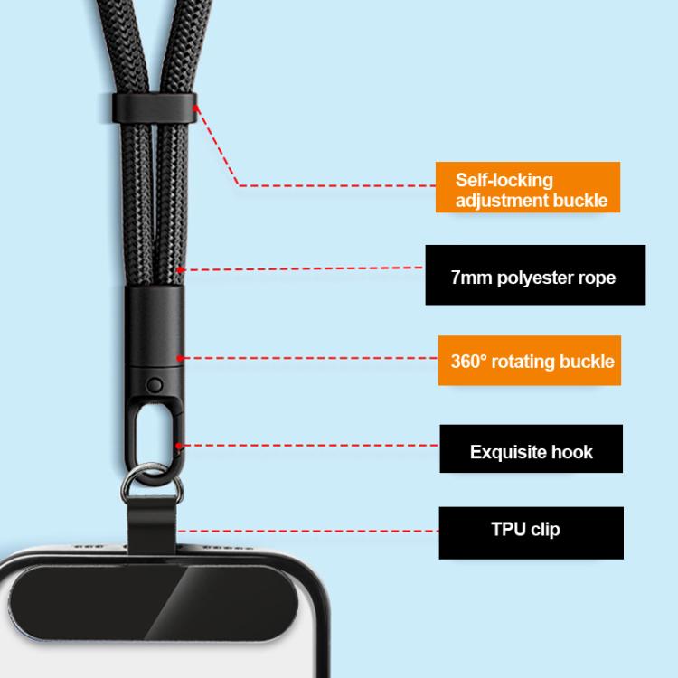 Cordão Ajustável para Telemóvel com Fecho Automático, Rotação 360 Graus, Design Anti-Emaranhamento e Clipe TPU, Pescoço Preto, Pescoço Laranja, Pescoço Verde, Transversal Preto, Transversal Laranja, Transversal Verde