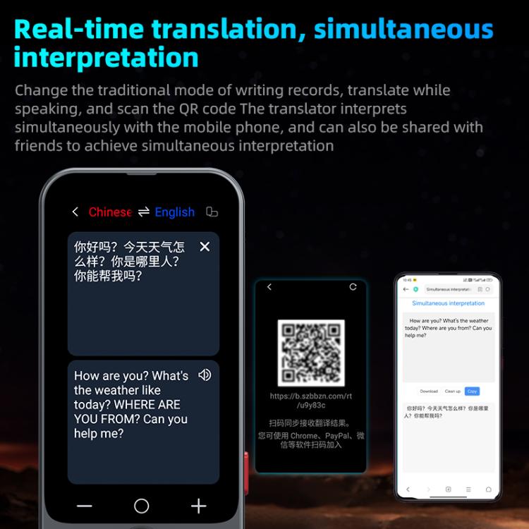 Dispositivo Tradutor AI Multilíngue com Ecrã de 3,1 polegadas, 139 Línguas Online/17 Offline, Tradução em Tempo Real de Voz/Fotografia/Texto, Z15W